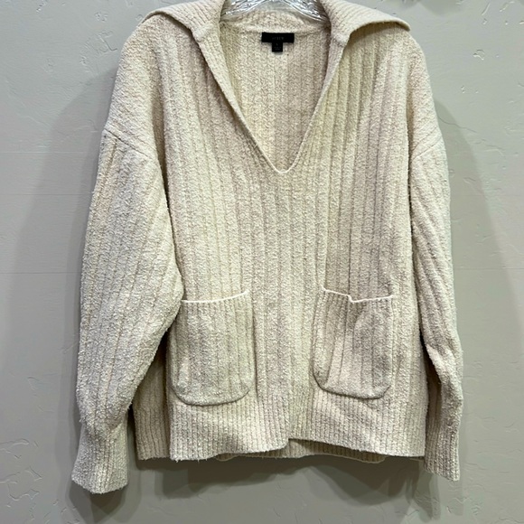 J. Crew Womens Cotton Boucle Beach Sweater Ivory Size L - Picture 3 of 6